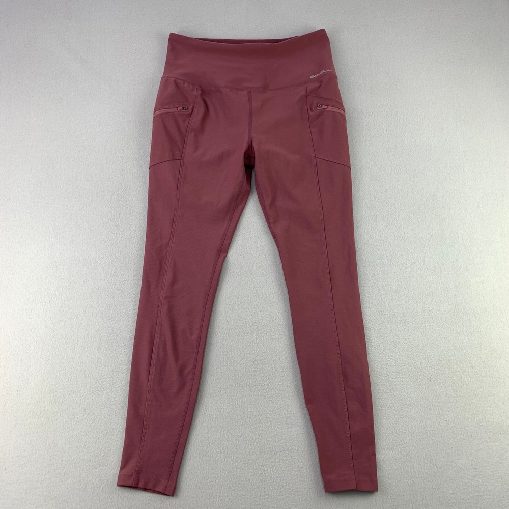 Eddie Bauer Trail Tight Leggings Women M Pink Activewear Zipper Pockets Hiking